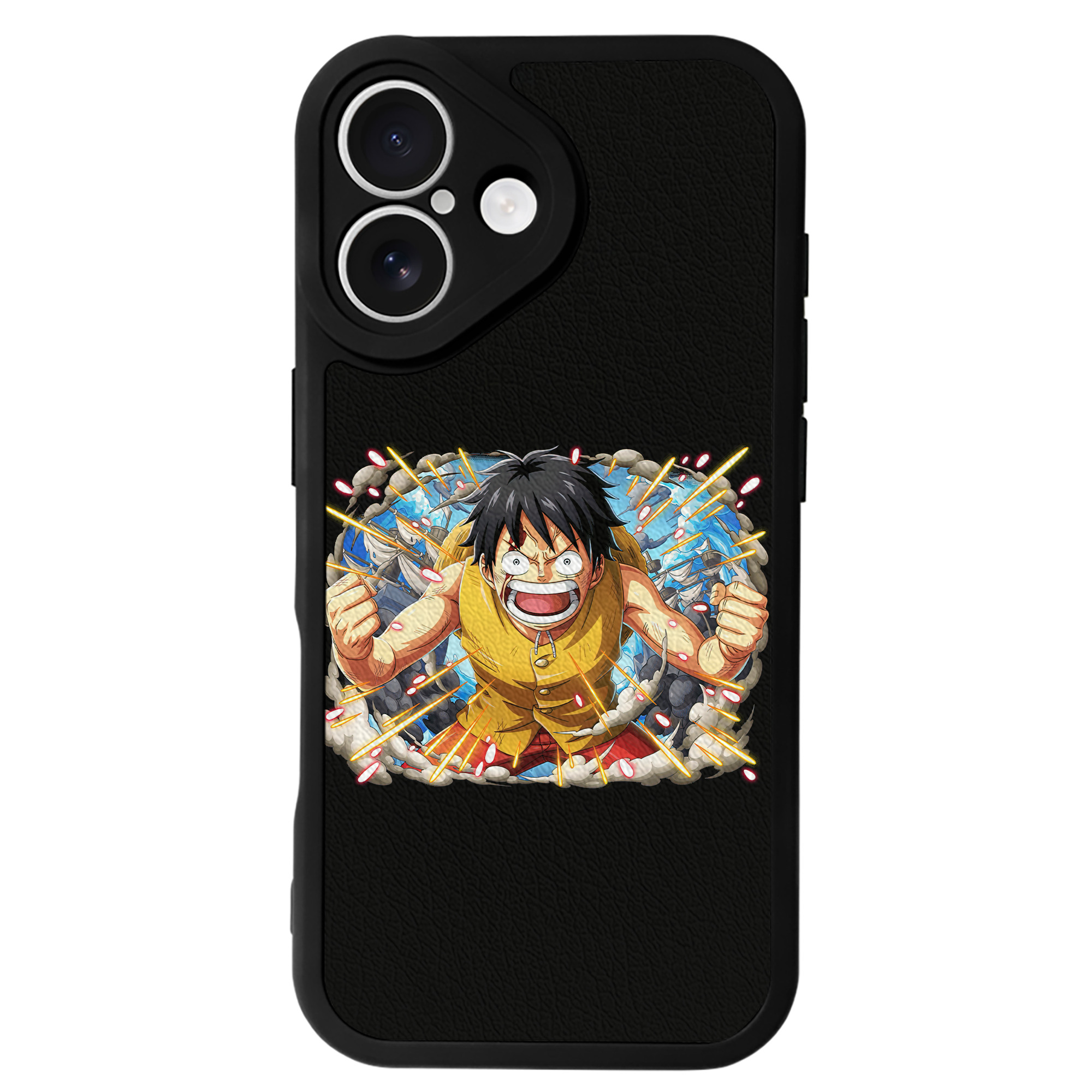 （画像用） ワンピース モンキー・D・ルフィ ONE PIECE Monkey D. Luffy 【iPhone 16シリーズ対応】シリコンスマホケース（レザー調） 材質：シリコン